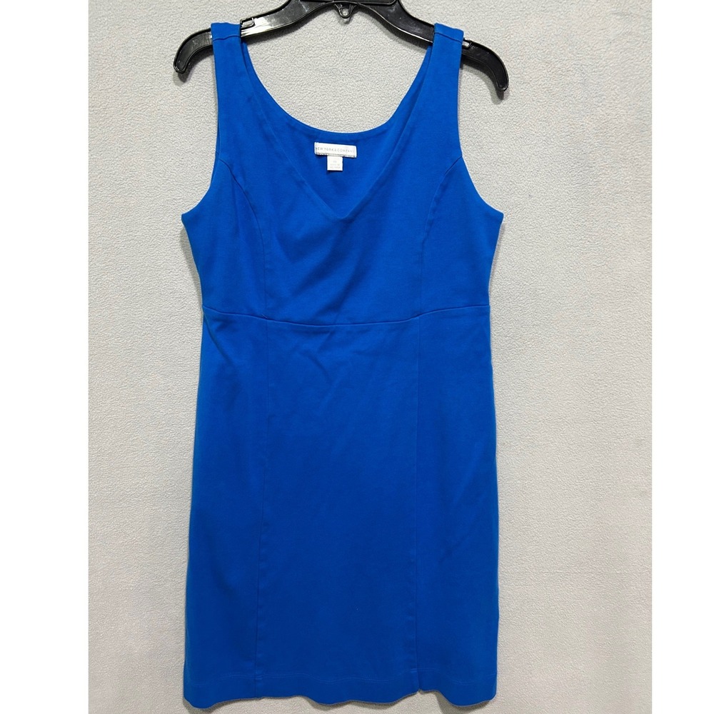 Womens Royal Blue Sheath Dress Size XS Sleeveless Cotton V-Neck Basic Minimalist